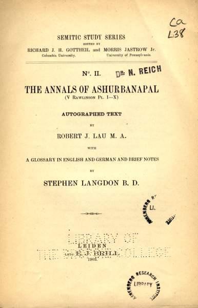 fig. 1: Aside from his teaching, research and administrative responsibilities at Penn, Morris Jastrow also served as the co-editor, with Richard J. H. Gottheil, Columbia University ’s first professor of Jewish Studies, of a “Semitic Studies Series.” Published in this series is a glossary of words found in ancient inscriptions recovered from the extraordinary Royal Library established by Ashurbanapal, ruler of Assyria, during the 7th century B.C.E.. In his introduction to this volume, Morris Jastrow explains the lexicographical design of the glossary – how, for example, it directs the reader from each entry to the line and column number in which the word appears in the original text. Similarly, Jastrow explains that the list of ideographs displayed here (these original signs do not appear in the glossary) is arranged numerically: each number corresponds to superscripted numbers assigned to ideographs in the body of the hand-copied texts.
